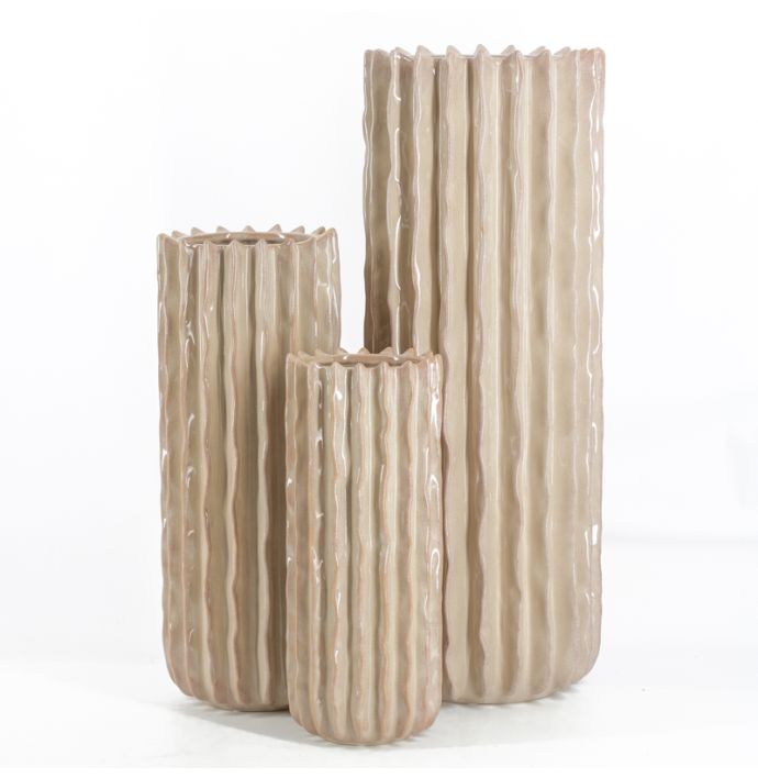 Aardewerk vaas Reed M beige