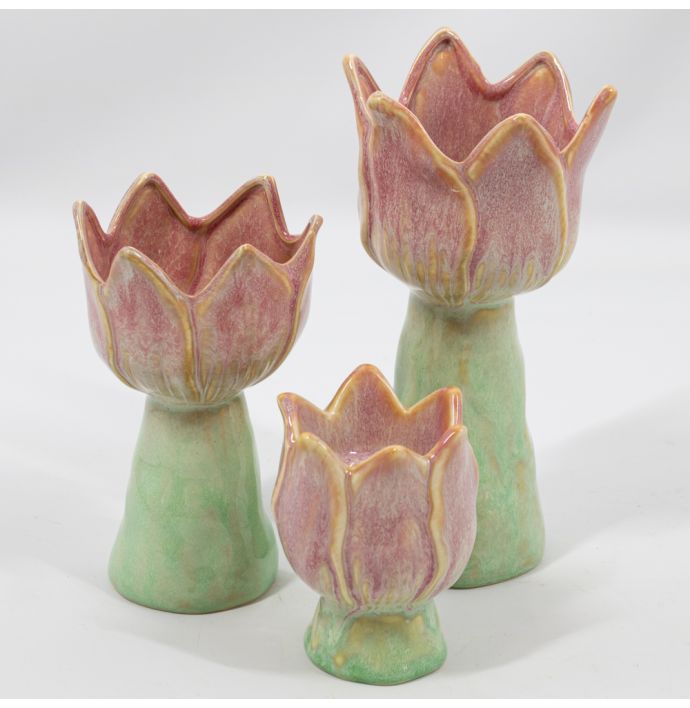 Aardewerk vaas tulp peach