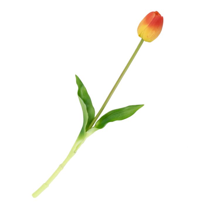 Kunst tulp real touch oranje gemeleerd