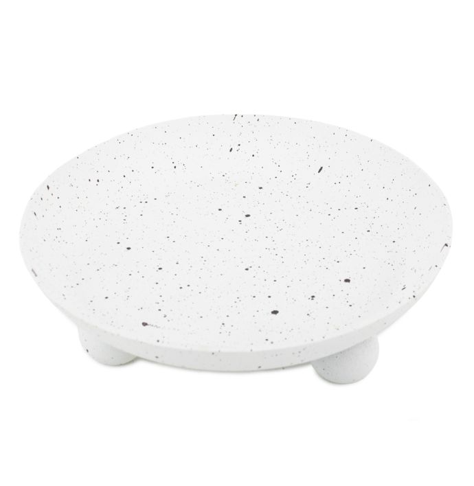 Metalen plateau white dots