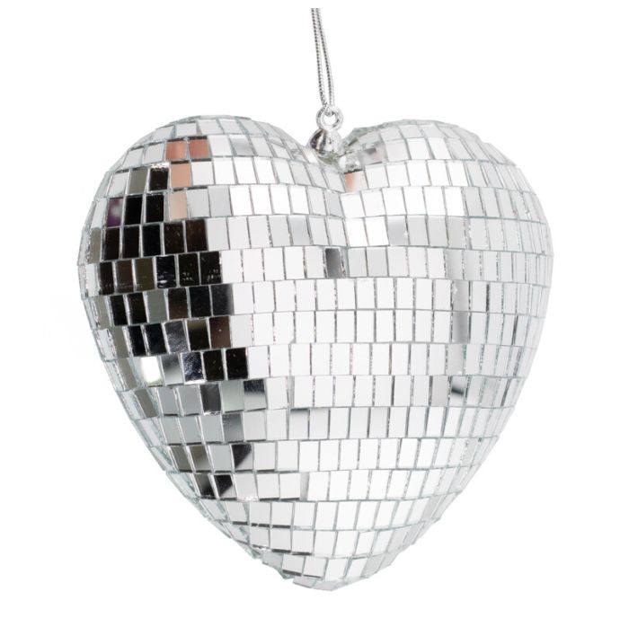 Hanger Disco hart - Zilver - 12cm