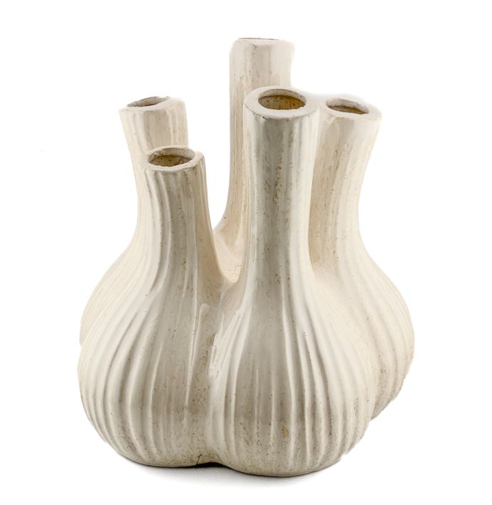 Aardewerk tulpenvaas Garlic beige