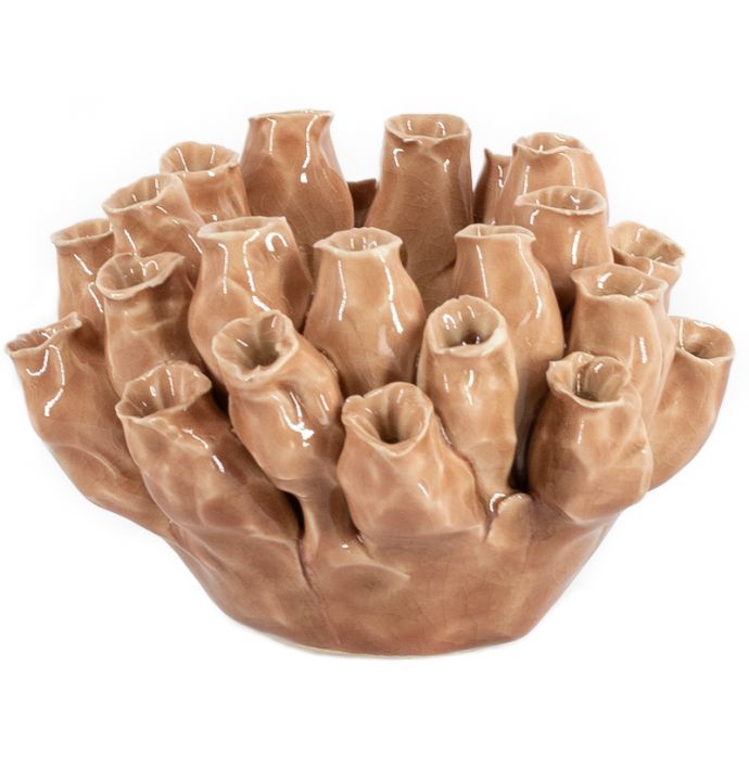 Waxinehouder keramiek papaver sandstone