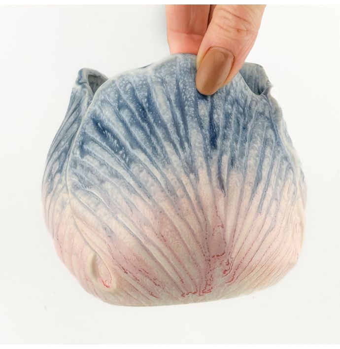 Aardewerk vaas tulp blauw/roze