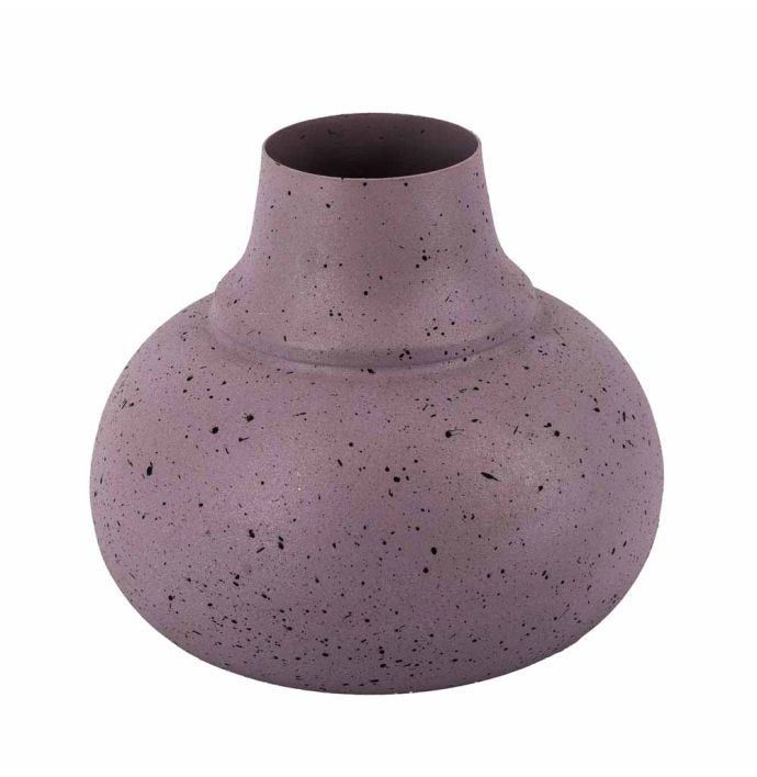 Metalen vaas lila dots