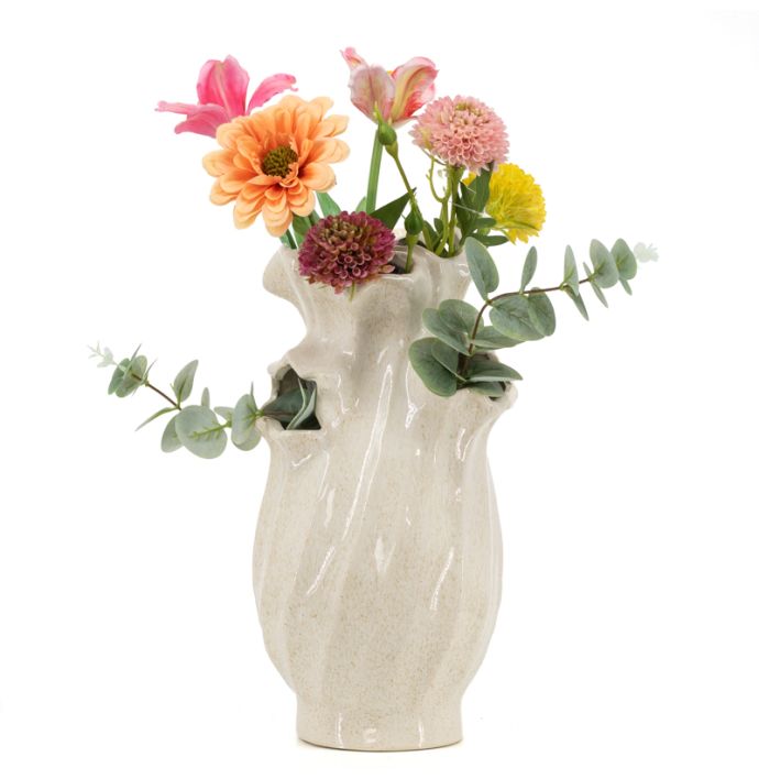 Aardewerk vaas Fern beige L