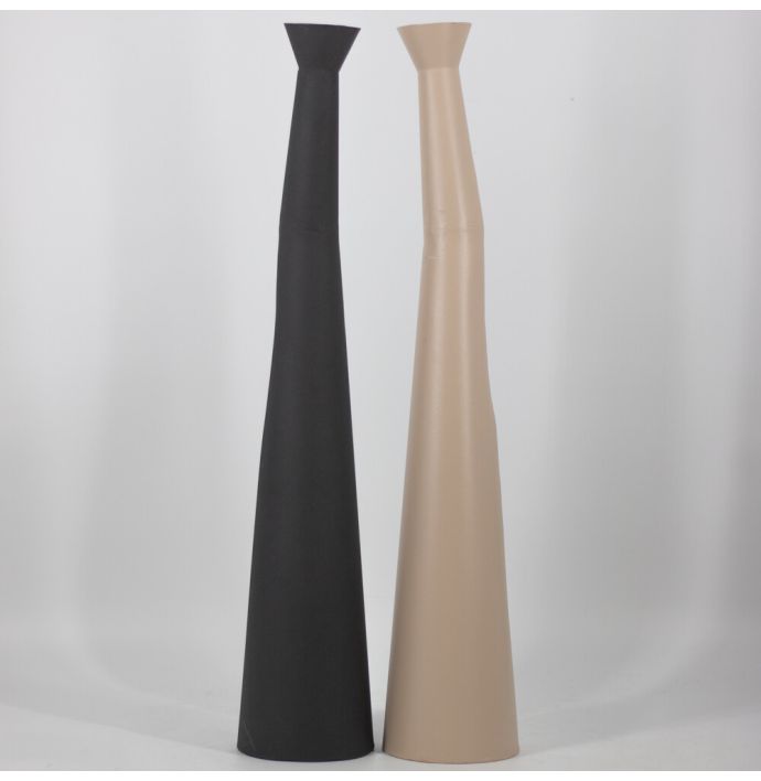 Metalen lange vaas black texture