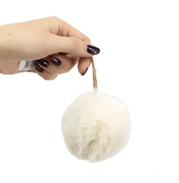 Fluffy bal hangend wit 7cm
