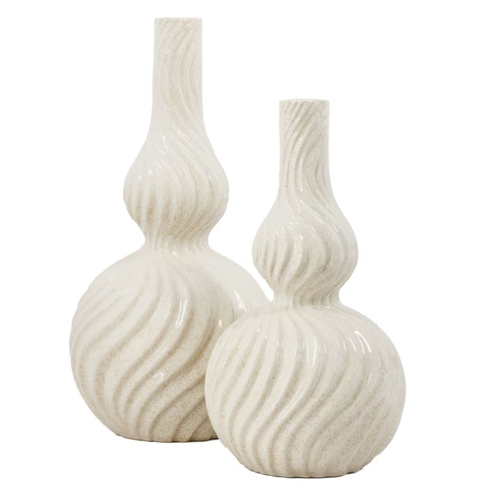 Aardewerk vaas Curly beige