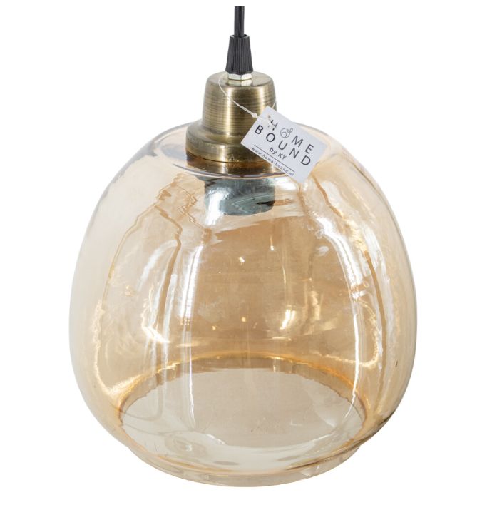 Hanglamp glas roest/goud