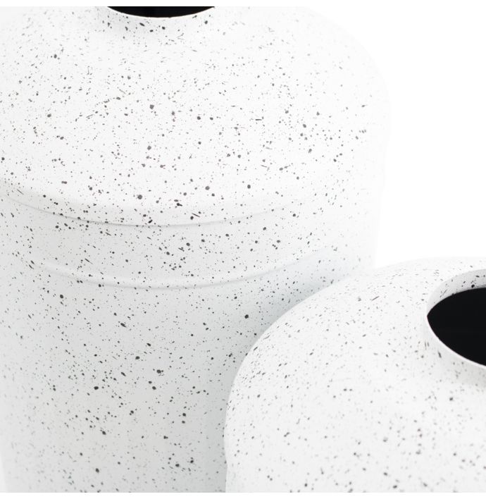Metalen vaas white dots