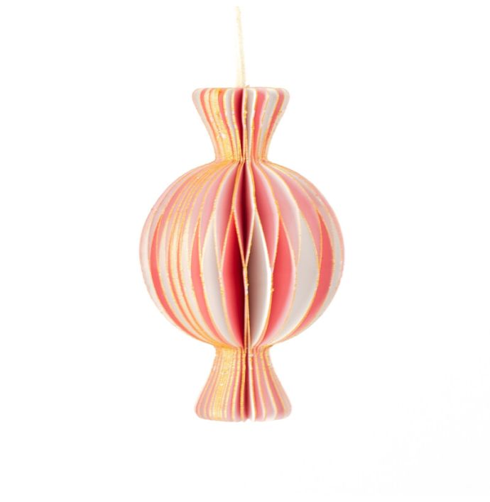 Papier honeycomb snoepje roze met wit