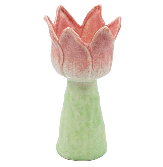 Aardewerk vaas tulp roze