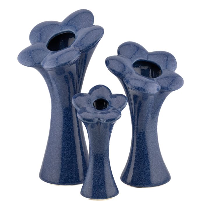 Vaas bloem blauw S