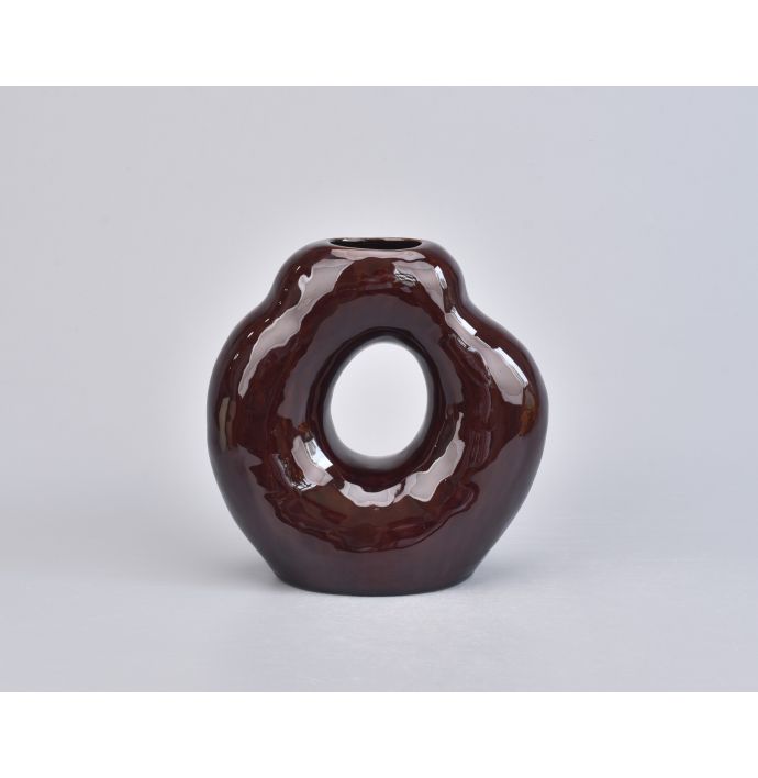 Aardewerk vaas Aperture Chestnut