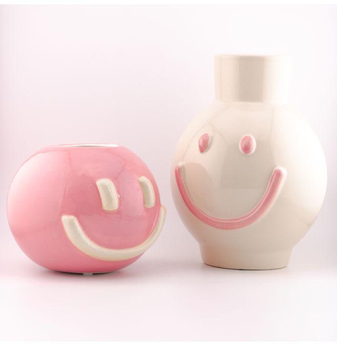 Aardewerk vaas Smiley