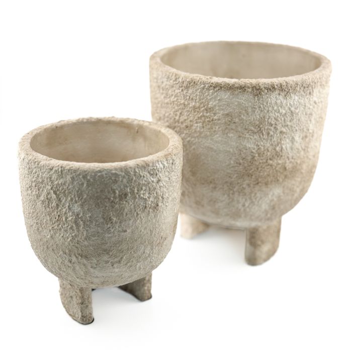 Aardewerk bloempotje beige S