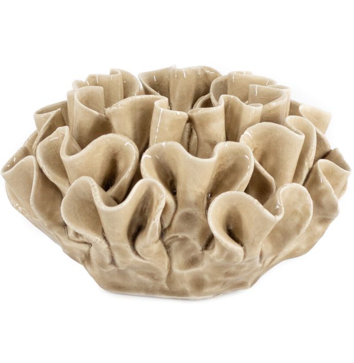 Waxinehouder keramiek spores beige