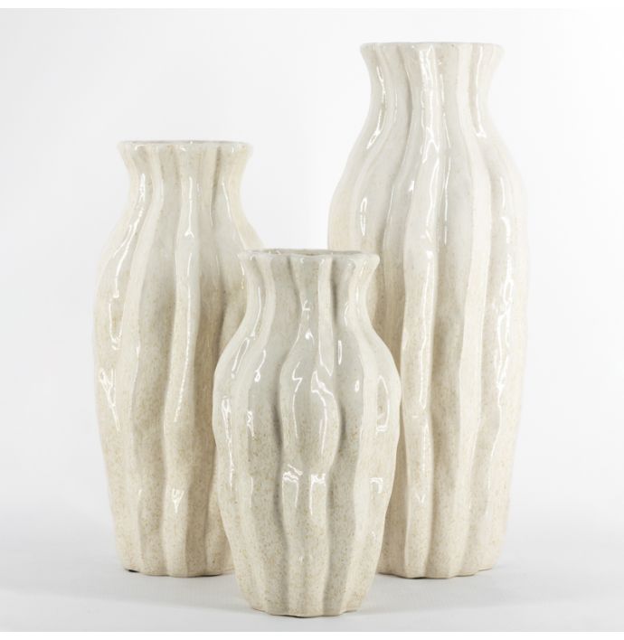 Aardewerk vaas Trunk L beige