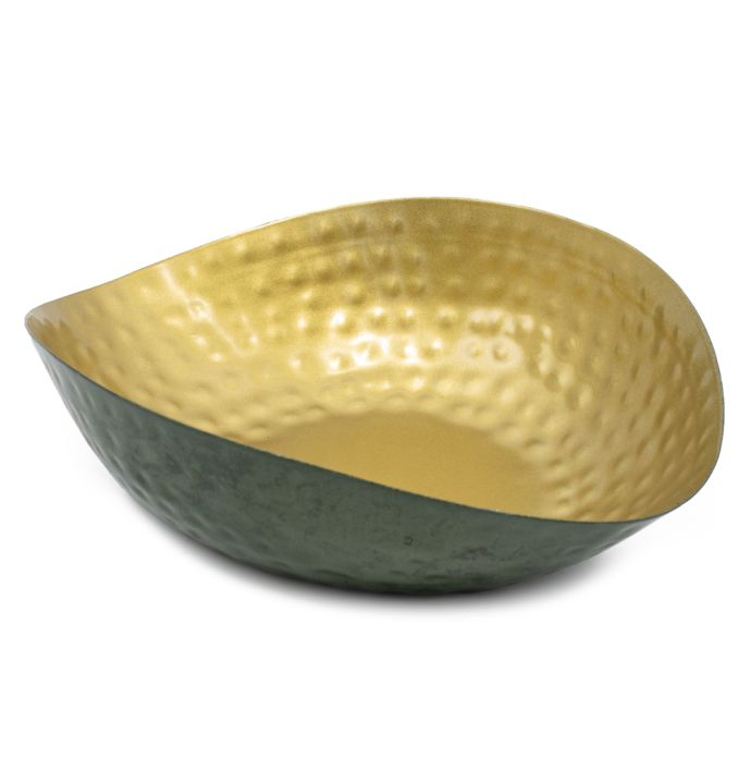 Metalen tray druppel groen met goud
