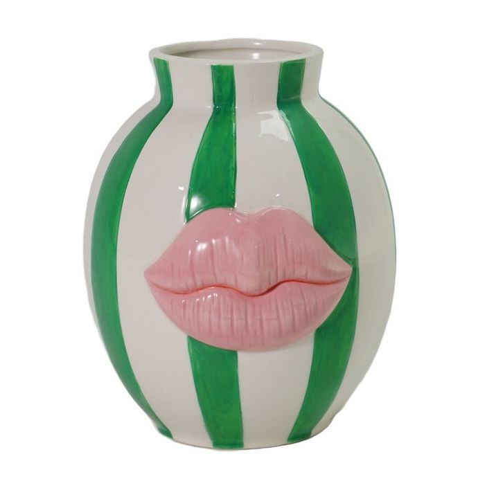 Aardewerk vaas Striped kiss