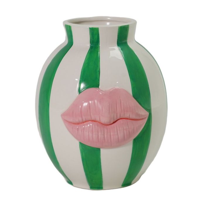 Aardewerk vaas Striped kiss