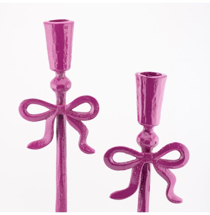 Kaarsenstandaard strikje 25cm fuchsia