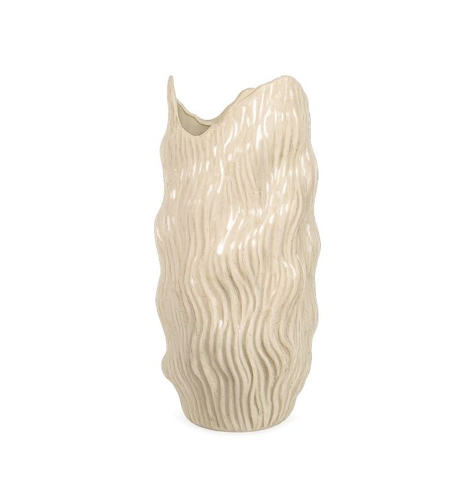Aardewerk vaas Veil beige L