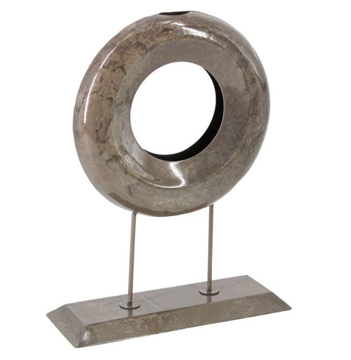 Metalen ornament donut pink stone