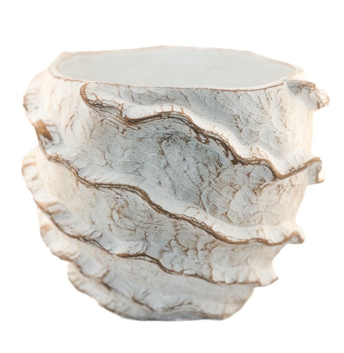 Aardewerk bloempot sandstone striped L
