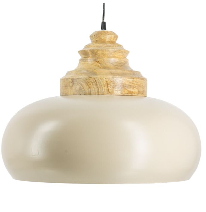 Hanglamp glas met hout sphere