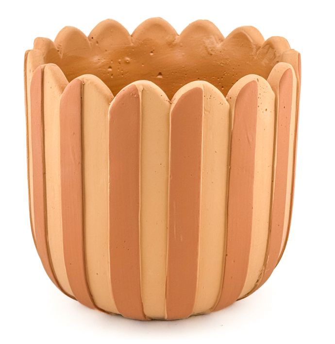 Aardewerk bloempot striped orange M