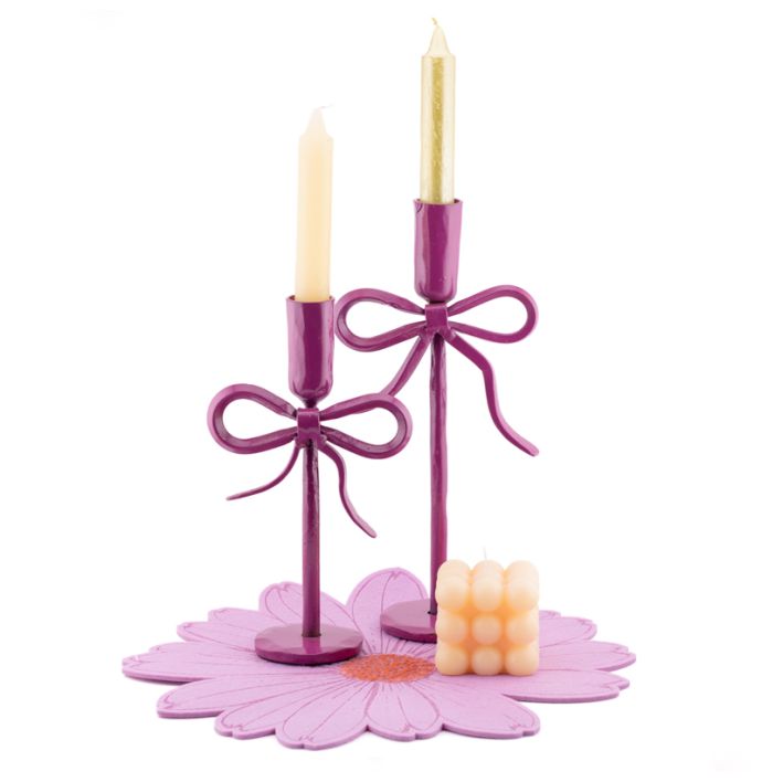 Kaarsenstandaard bow 25cm fuchsia