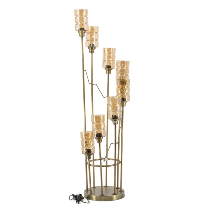 Vloerlamp 8 kappen goud