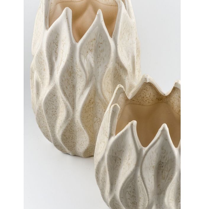 Aardewerk vaas Flower beige