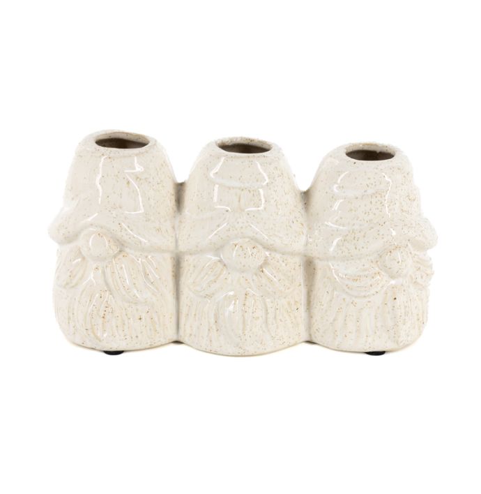 Aardewerk vaas Triple Santa beige