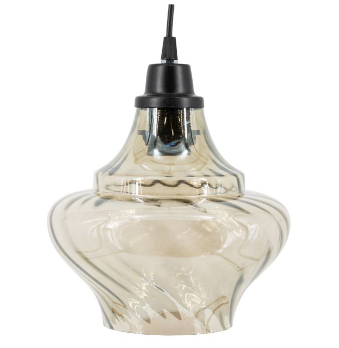 Hanglamp glas smoke/zwart