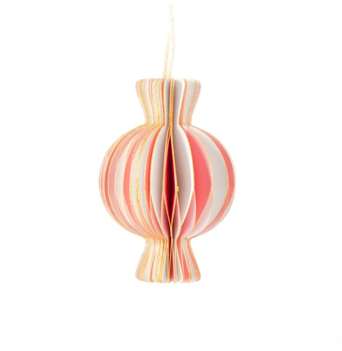 Papier honeycomb snoepje roze met wit