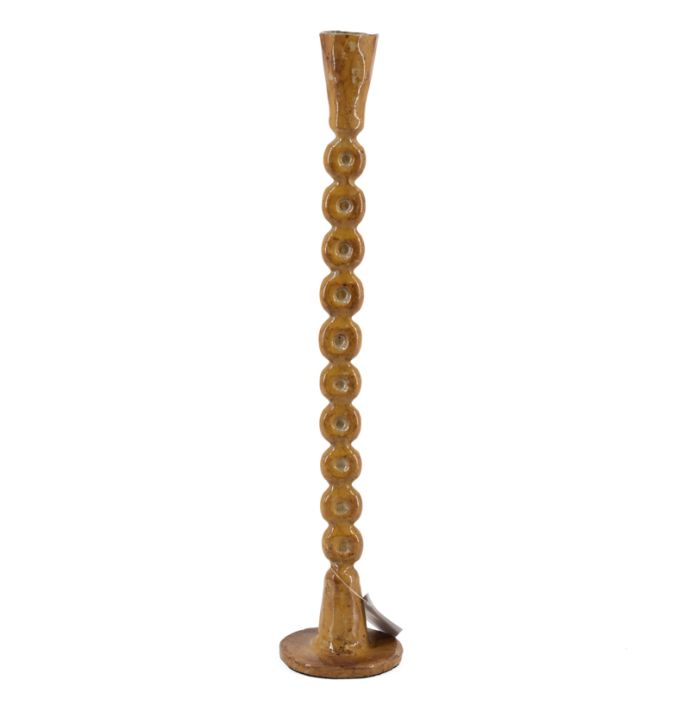 Metalen kaarsenstandaard orbs mustard
