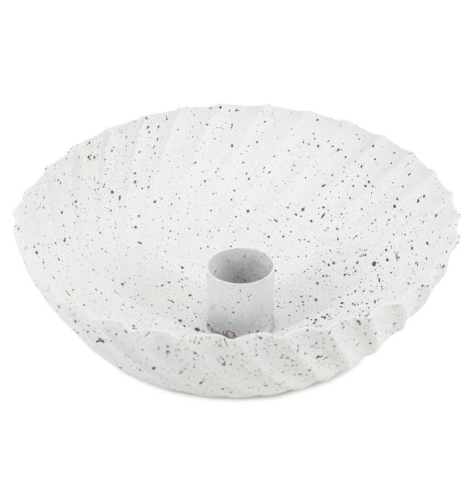 Metalen kaarsenstandaard bowl white dots