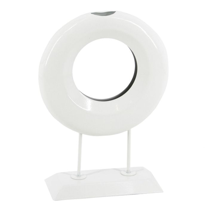 Metalen ornament donut white marble
