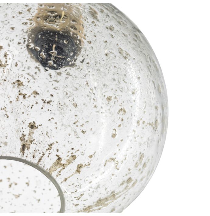 Hanglamp glas met hout bowl