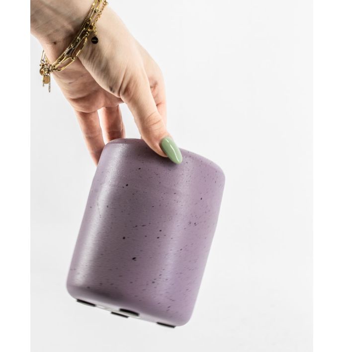 Metalen vaas lila dots
