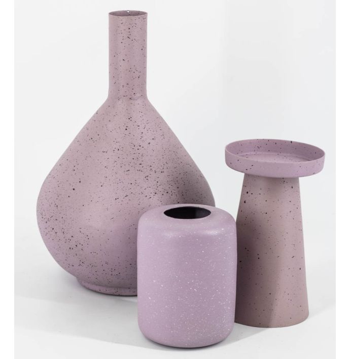 Metalen vaas lila dots