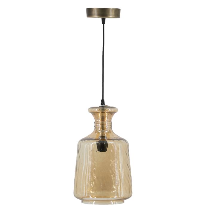 Hanglamp glas roest/goud