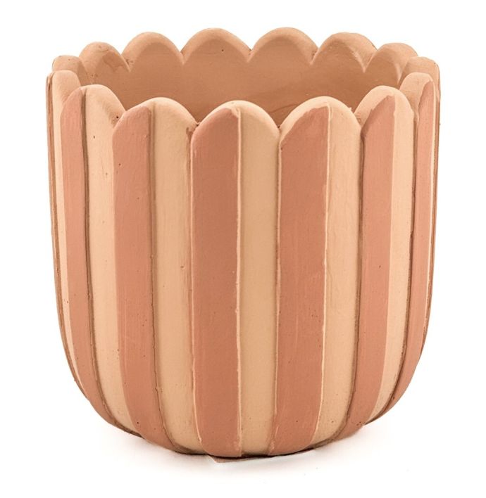 Aardewerk bloempot striped orange S