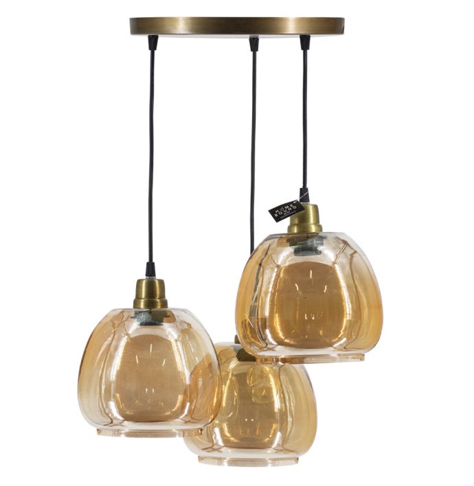 Hanglamp 3 kappen goud