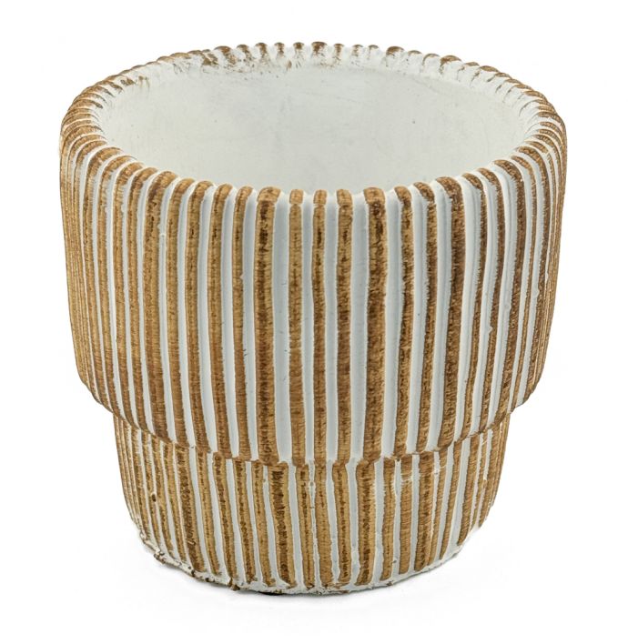 Aardewerk bloempot sandstone striped S