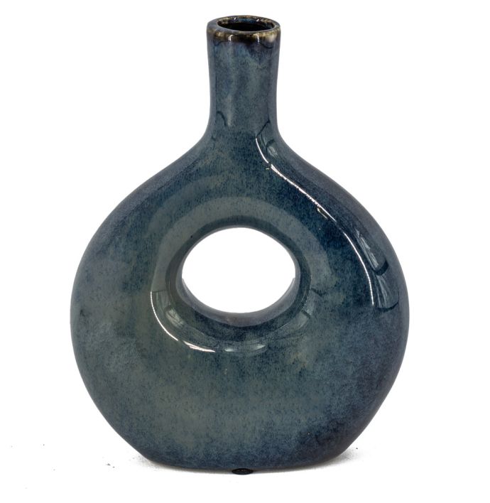 Aardewerk Donut vaas blauw