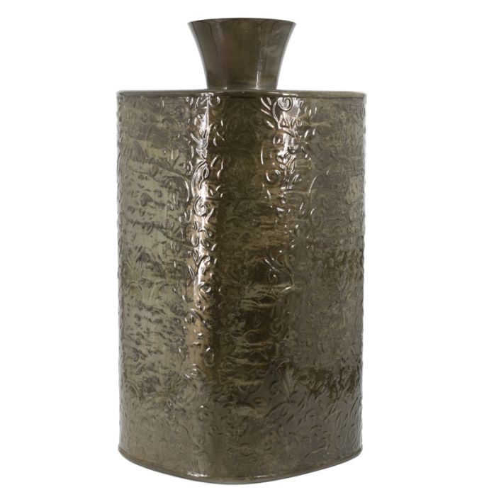Metalen vaas driehoek olive stone